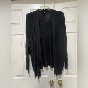 Eileen Fisher Women's  Open‎ Front Ribbed Waterfall Gray Cardigan Sweater Large